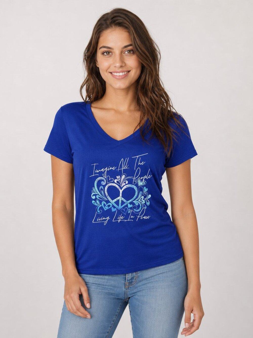John Lennon Peace Sign Tee M  Imagine All The People Graphic Shirt Boho Hippie
